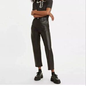 EUC LEVI'S Math Club Slacks Faux Leather High Rise Straight Leg Ankle Length 29